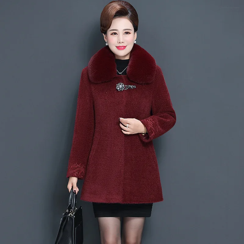 

2019 Mom Winter Imitation Mink Velvet Jacket New Style Kuotaitai Western Style Nobility Autumn And Winter Middle-aged WOMEN'S To