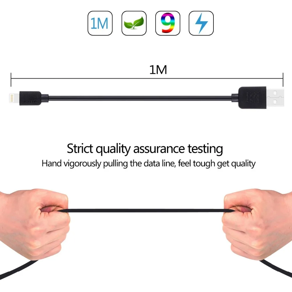 HAWEEL 1 м высокоскоростной 35 ядер 8-контактный usb-кабель для зарядки для iPhone XR/iPhone XS MAX/iPhone X и XS/iPhone 8 и 8 Plus