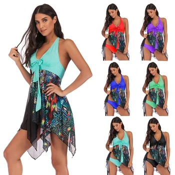 

2020 New Style Split Type Europe And America Bathing Suit Women's Conservative Slimming 5XL Plus-sized Hot Selling