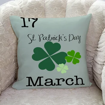 

St. Patrick'S Day 3.17 Clover Pattern Pillow Covers Cases Cushion Pillowcase Square Print