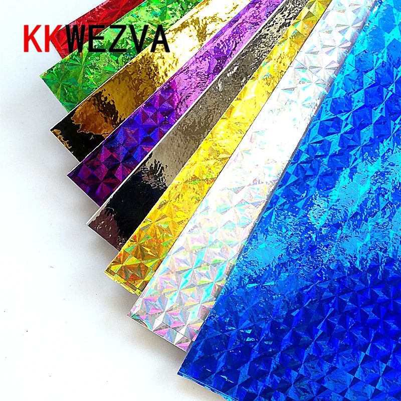 KKWEZVA 8pcs Fishing Lure Sticker 10*20cm Holographic Adhesive Film Flash Tape Fly Bait Lure Making Holographic Film Tape