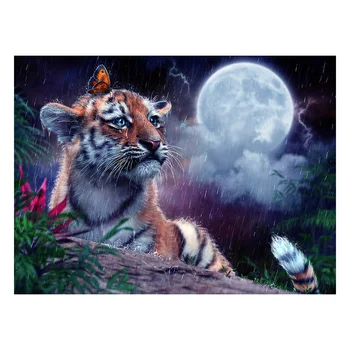 

5D DIY Diamond Painting Full Square/Round Drill “Tiger&moon" Diamond Embroidery Cross Stitch,Mosaic,Home Decor,Gift