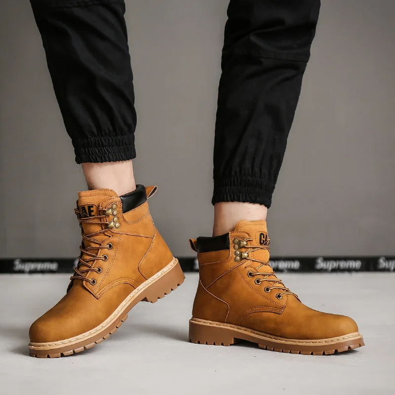 

2018 Winter New Style Brushed And Thick Warm Martin Boots Versitile Fashion Anti-slip Wear-Resistant Men Work Shoes