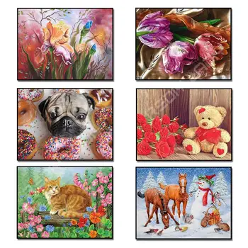 

5D Diamond Painting Flowers with Bear Rhinestones Cross Stitch Diamond Embroidery Full Square/Round Drill Diamond Mosaic Picture