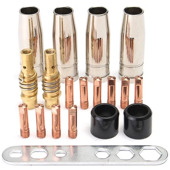 

19Pcs Welding Torch Nozzle Part Kit Conical Nozzle Sleeve Rod Tool Set for Binzel 15Ak Welder Accessories