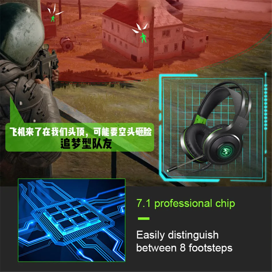 Gaming Headphone Earphone 7.1 Channel 3D Stereo Headset Noise Cancelling with Microphone for PS4 / Laptop / PC Tablet Game