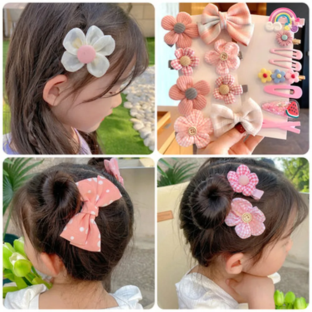 8Pcs/set  Kids Baby Girl Hair Clip Bow Flower Mini Barrettes Hairpin Hair Acess 