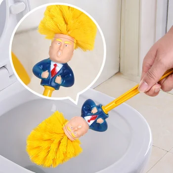 

Trump Toilet Brush Holder Cleaner Scrubber Creative Donald Trump Toilet Brush Head Bathroom WC Cleaning Brush Set Cleaner Brush