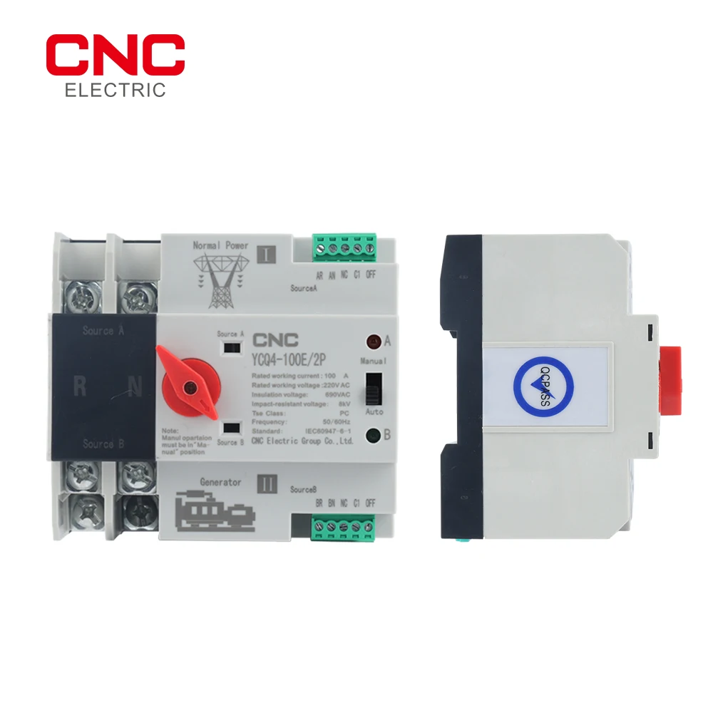 CNC Din 레일 2P ATS 이중 전원 자동 전환 스위치 전기 선택기 스위치 무정전 전원 63A 100A