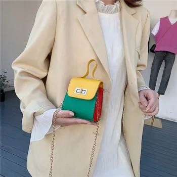 

Women Mini Leather Chain Lock Small Square Pack Simple Shoulder Messenger Bag Shoulder Crossbody Messenger Bag