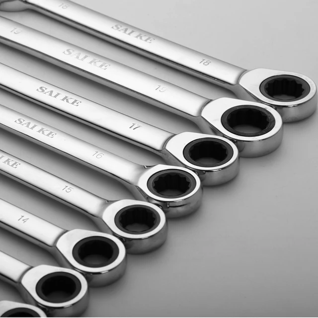 크롬 바나듐 스틸로 제작된 래칫 조합 메트릭 렌치 세트