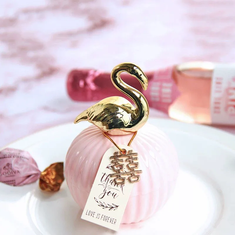 

Flamingo Transparent Favor Boxes Baby Shower favors souvenirs storage Wedding Decoration Candy Box Clear Resin Gift Boxes Bags