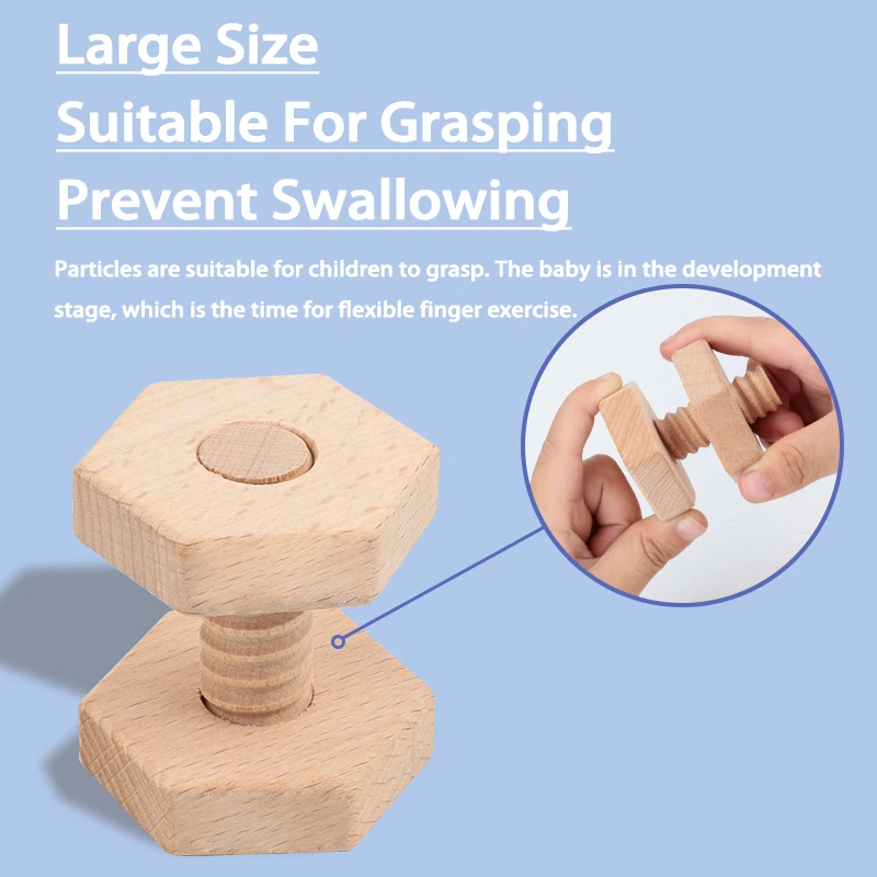 Beech Baby Toys Screw Nut Wooden Building Block Early Education