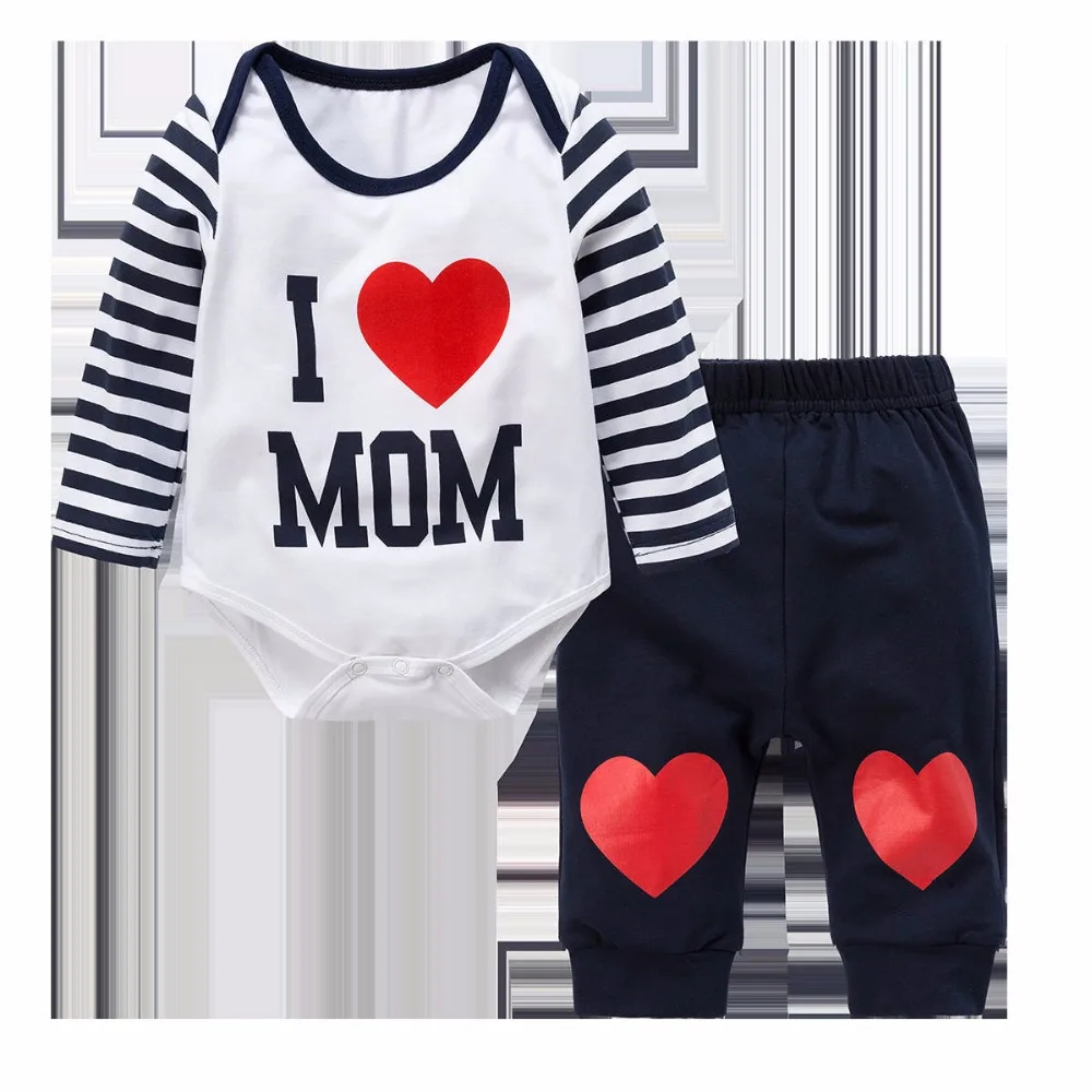 Комплект для малышей Детская одежда с надписью «PAPA MOM» синий и красный костюм, джинсы+ штаны комплекты одежды для маленьких мальчиков и девочек,# E