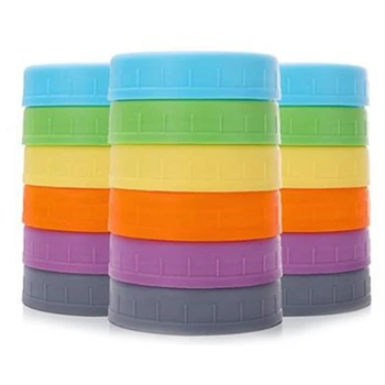 

18Pcs Plastic Regular Mouth Mason Jar Lids for Ball, Kerr and More with Rings - Colored Plastic Storage Cap