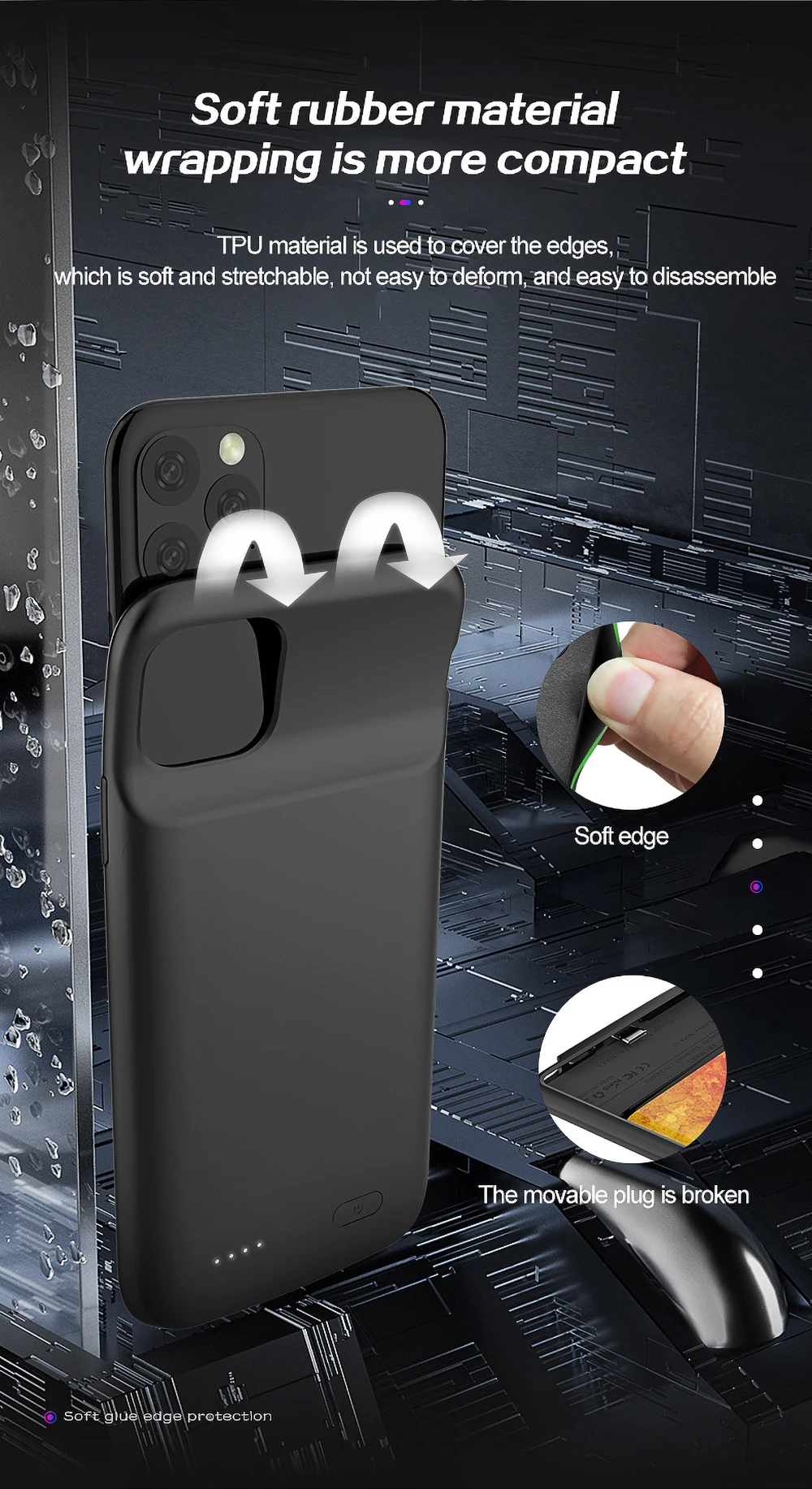 Чехол для аккумулятора для Iphone 11 Pro, чехол для зарядного устройства для Iphone 11 Pro Max, Мягкая силиконовая внешняя задняя крышка для зарядки