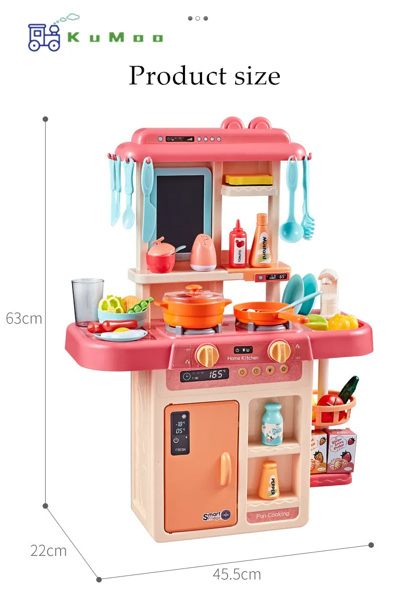 Classic Pretend Play kitchen toy imitate chef light Kitchen Sets COOK FUN game girls gift boys gift girls toys miniature food - Цвет: Pretend kitchen pink
