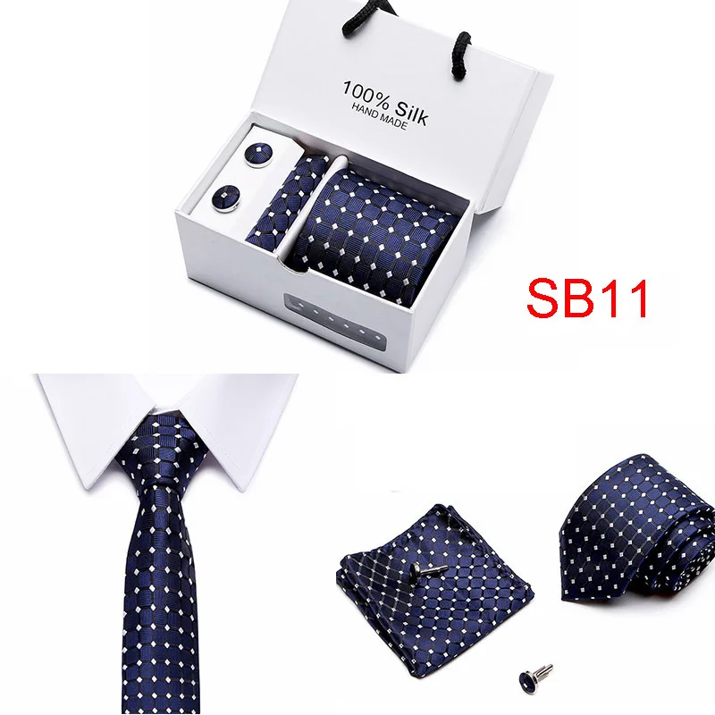 Роскошные брендовые ЖАККАРДОВЫЕ мужские галстуки, наборы для свадебной вечеринки, шелковый галстук в подарочной коробке с запонками, носовой платок