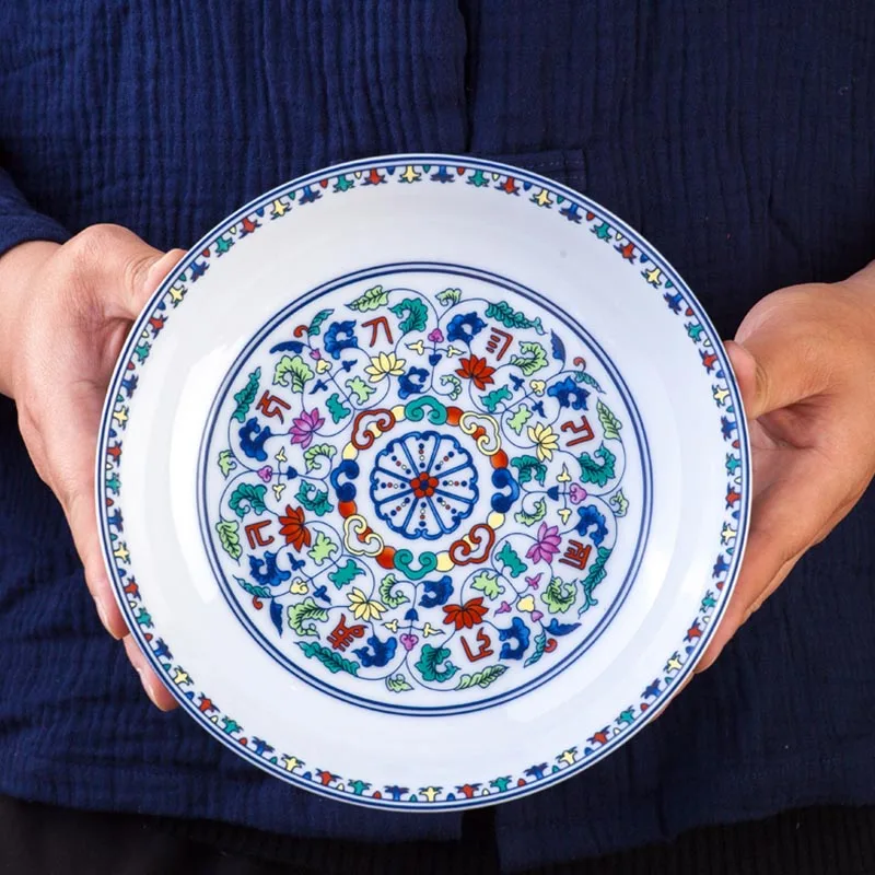 

8 Inch Jingdezhen Bone china Dinner Plates Round Food Plate Chinese Ceramic Porcelain Plates Vintage Tableware Home Decoration