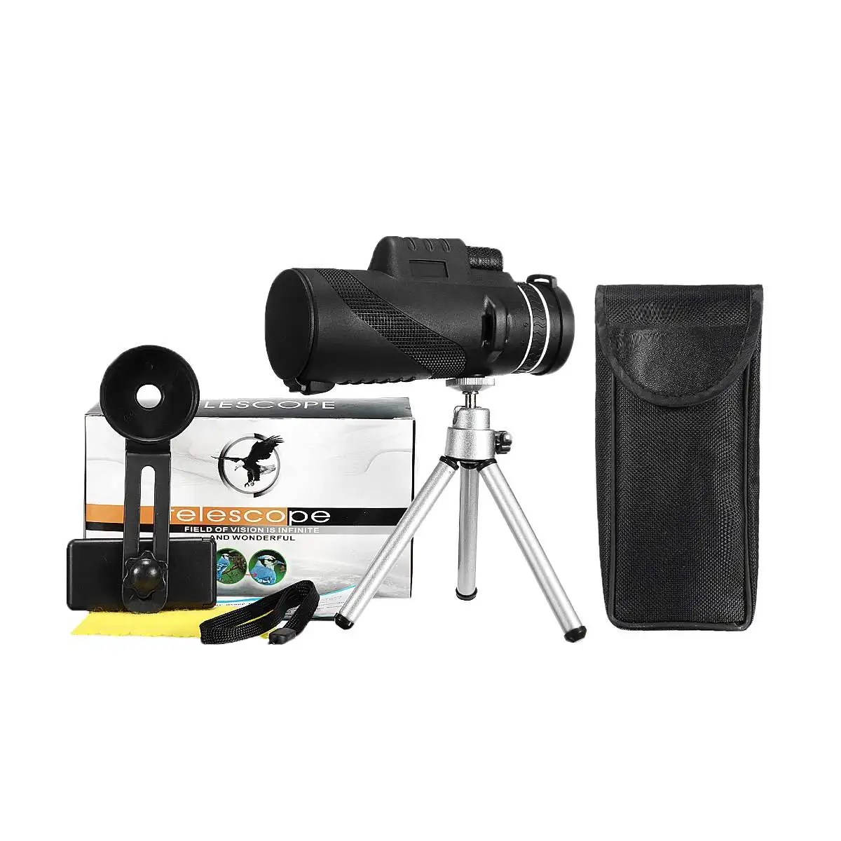 Night Vision Telephoto Lens HD Monocular Telescope with Tripod Universal for Android Smartphone Mobile