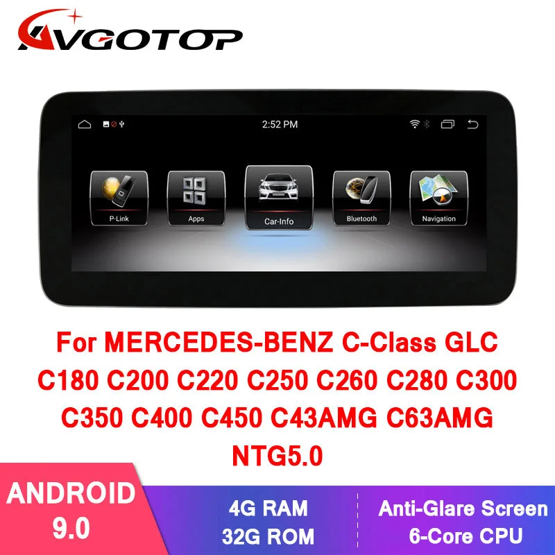 Flash Deal AVGOTOP Big screen Android 7.1/Android 9.0 GPS Car Radio DVD Player for MERCEDES-BENZ C-class W204/S204 2014-2017 (NTG5.0) 1
