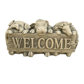 

Decorative figure Welcome Animals in concrete-stone for garden outdoor 36x20cm.