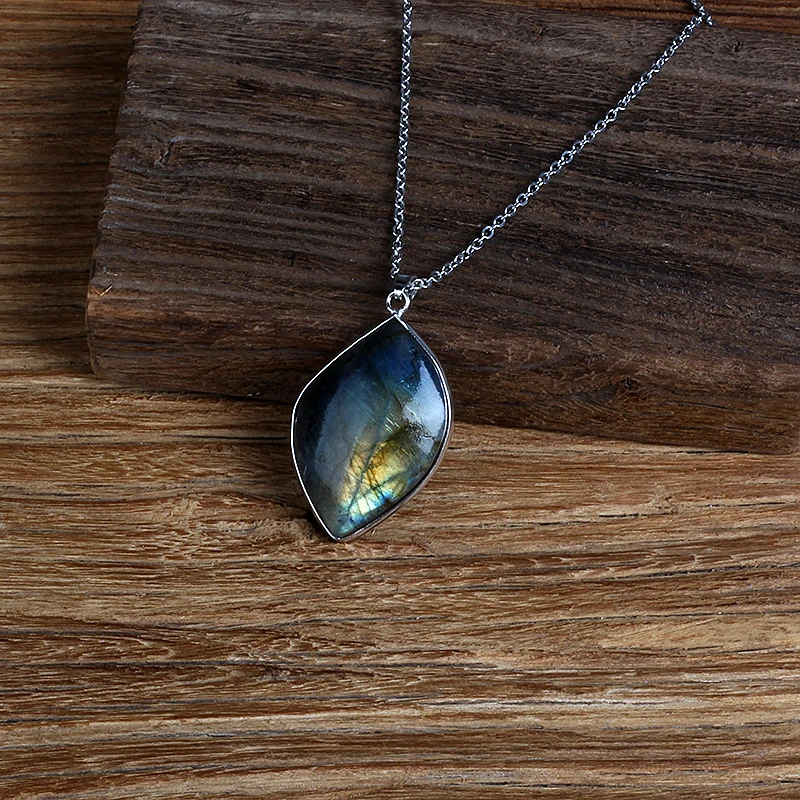Natural Labradorite Necklace Irregular Shape Unique Natural Pendant Energy Necklace Jewelry Stone Crafts Gifts For Men And Women - Image 5