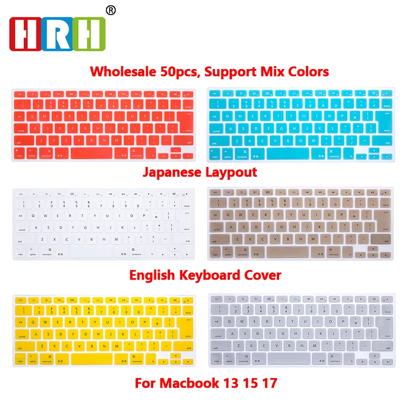 

HRH 50pcs Durable Sim Silicone English Keyboard Cover Skin Protector for Macbook Air Pro Retina 13" 15" 17" Japanese Version