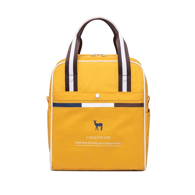 Winner Portable Lunch Bag New Thermal Insulated Lunch Box Tote Cooler Handbag Pouch Dinner Container School Food Storage Bags Vertical-Yellow