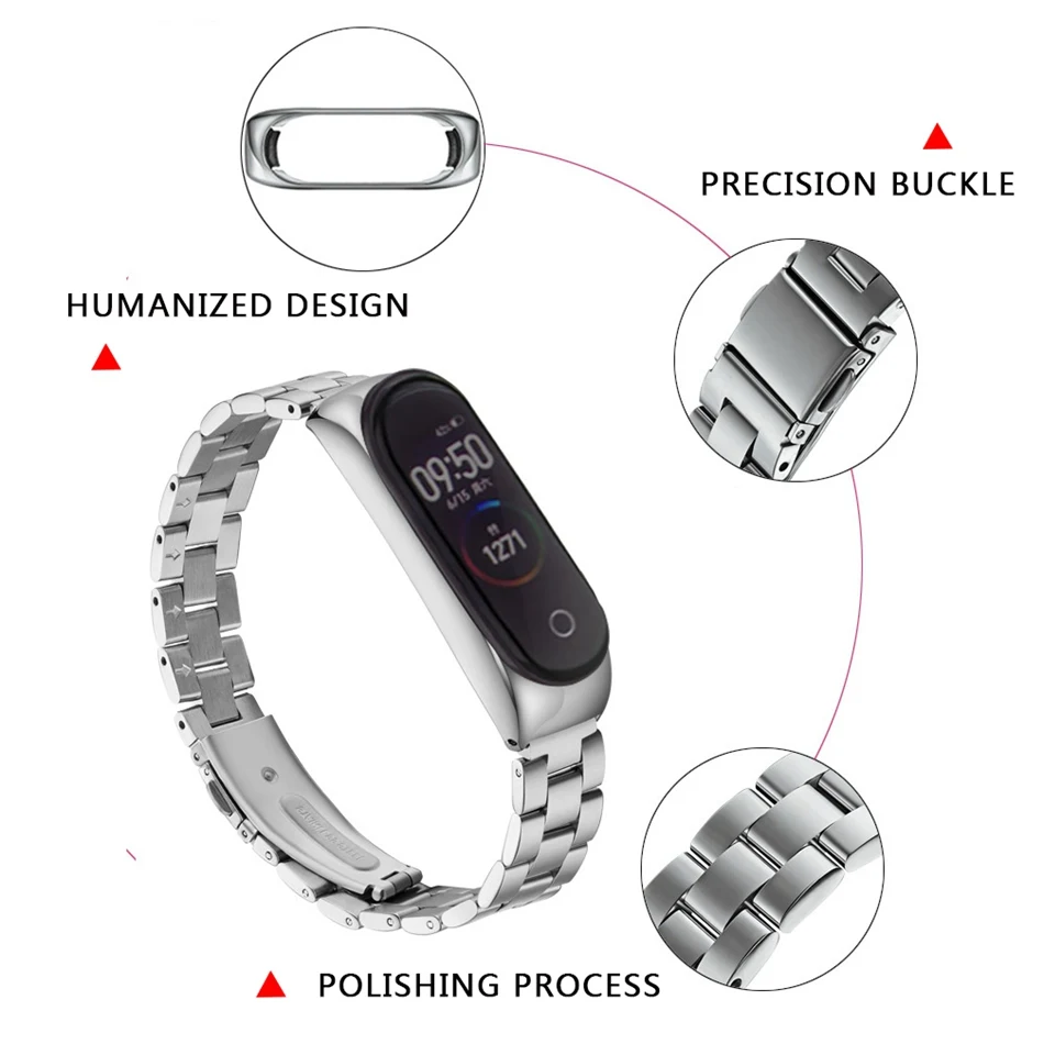 Protector/Bracelet mi band 3 4 strap For Xiaomi mi band 4 3 Strap/Bracelet for MiBand 4 3 Strap Metal Belt Stainless Steel Strap