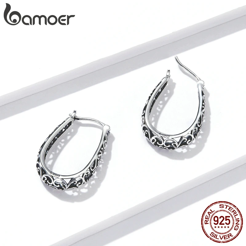 Vintage Vine Real 925 Sterling Silver Hoop Earrings - Image 4