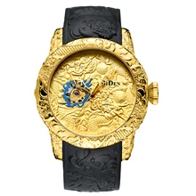 

BIDEN Special Design Gold Dragon Sculpture Automatic Mechanical Men Watch Fashion Luxury Waterproof Wristwatch Relojes Hombre
