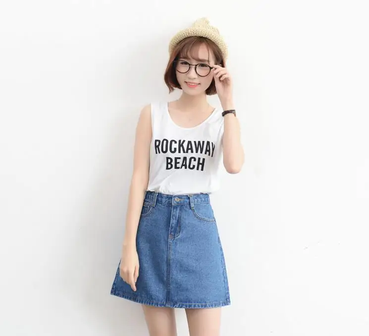 

2019 Summer New Style Korean-style High-waisted Sheath Versatile Vintage Denim Skirt Fashion Small Fresh A- line Skirt Women's