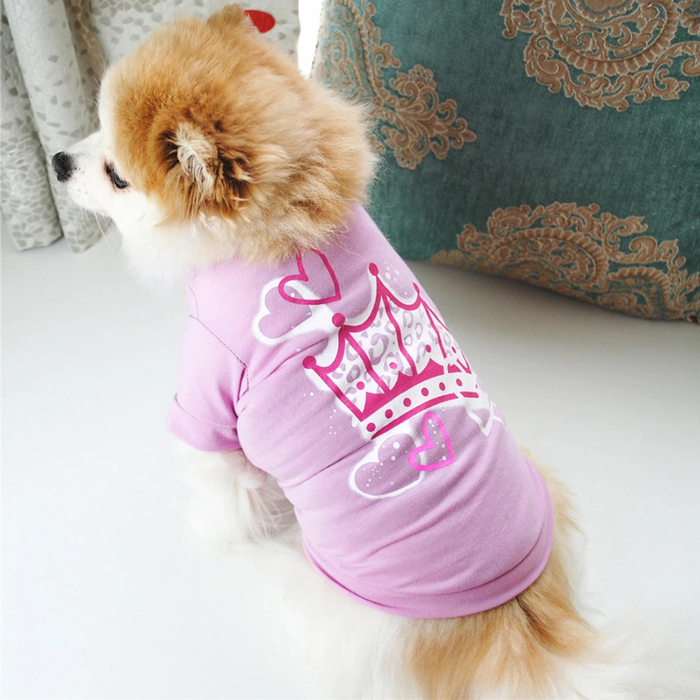 Мягкая одежда для маленькой собаки розовая Корона Распашонка с надписью Лето Щенок Милый Косплей-костюм принцесса теплый жилет товары для домашних животных