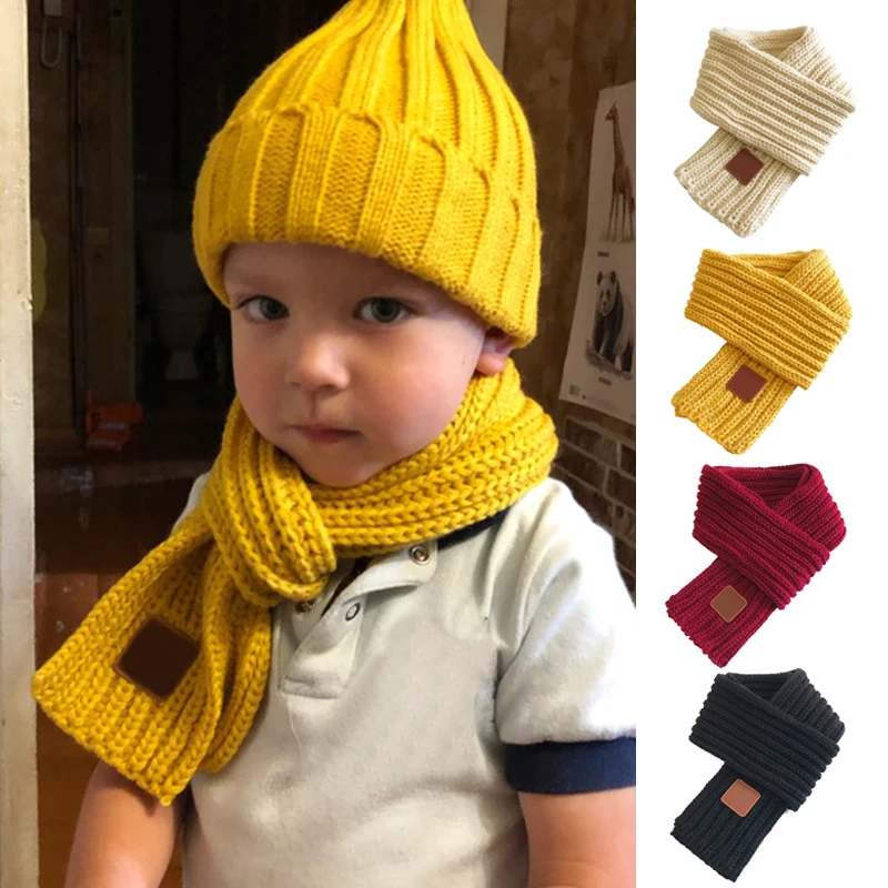 Écharpe en tricot pour bébé garçon et fille, cache cou de couleur unie,  collection automne et hiver | AliExpress