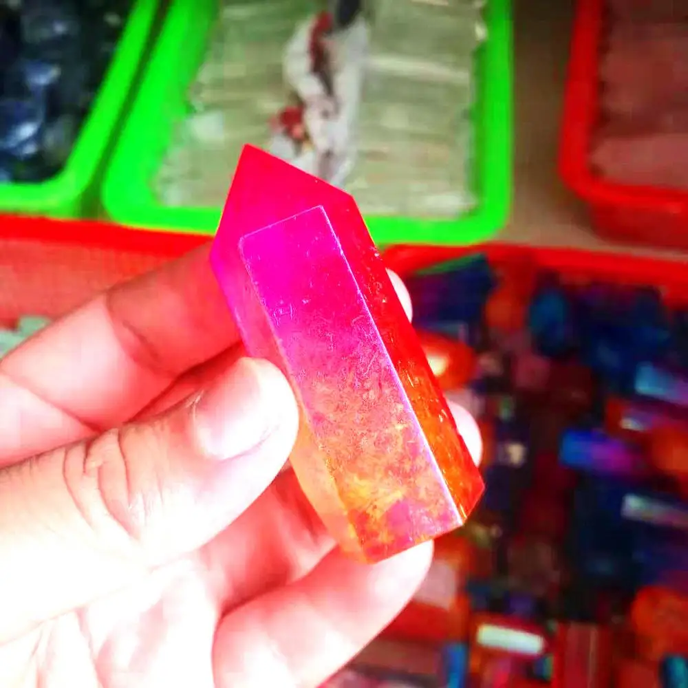 Natural aura quartz crystal wand point kristallen mineralen gemstones gode spiritual healing decoracion hogar moderno