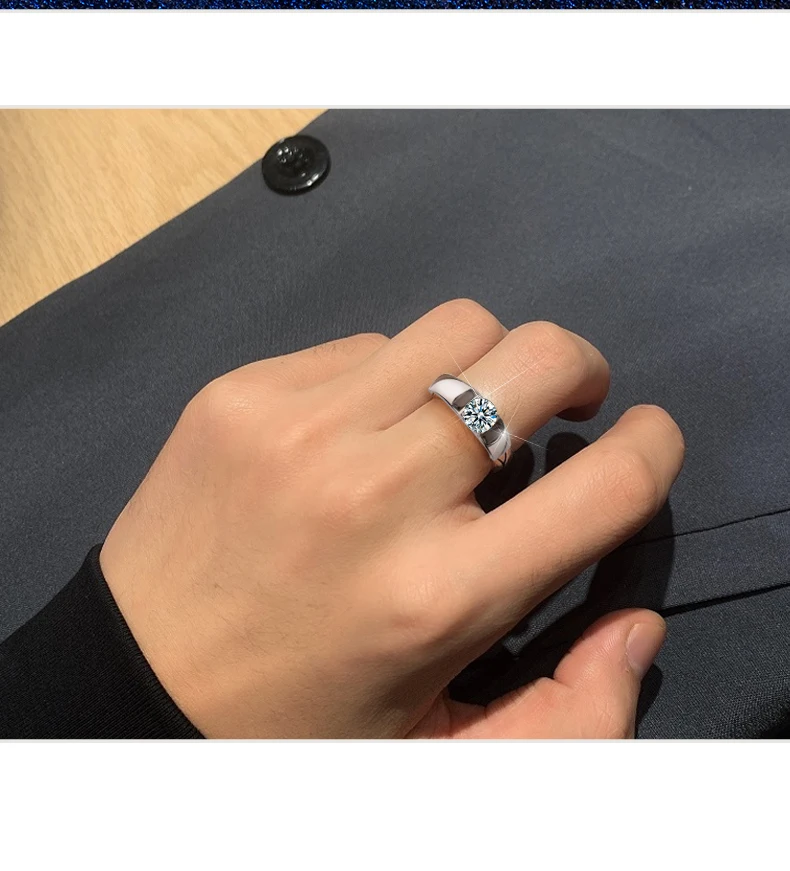 2021 Classic 1CT men's  925 sterling Silver Moissanite Ring Diamond Jewelry for Men,gifts for Men Uxury Jewelry