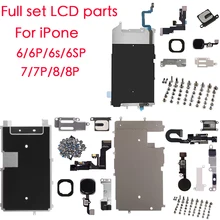 Conjunto completo da tela lcd peças câmera frontal início botão chave cabo flex fone de ouvido parafusos completos para iphone 6 6p 6s 6sp 7 7p 8 plus