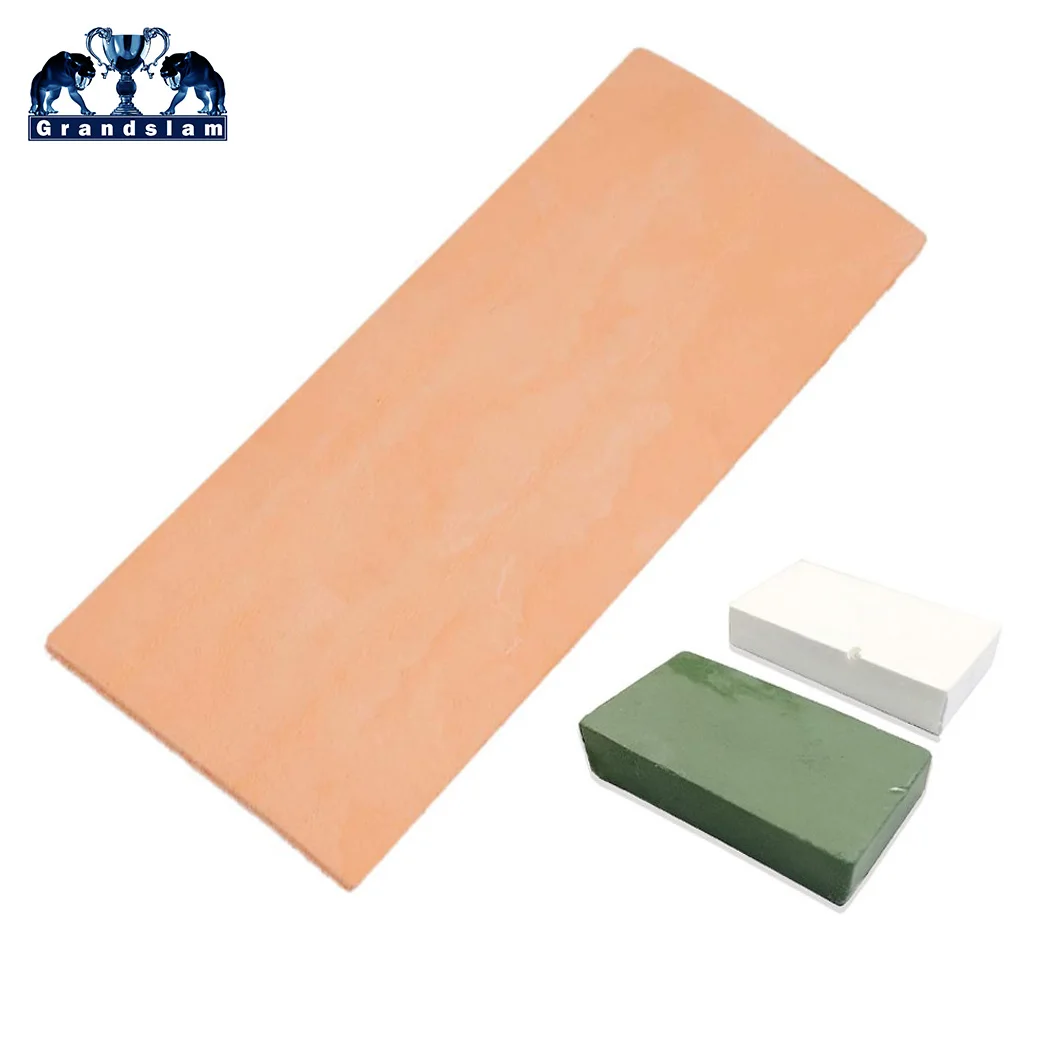 Strop Sets Grandslam кожа Honing Strop прямые бритвы заточка лезвия ножа Strop 3 дюймов x 8 дюймов белый и зеленый Полировка Соединение Wa - Цвет: Strop Sets