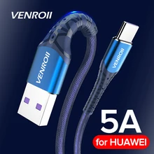 Venroii 5A Supercharge usb type C кабель для huawei mate 30 20 10 Pro Быстрая зарядка USBC Kable type-C телефонный шнур для Honor Xiaomi
