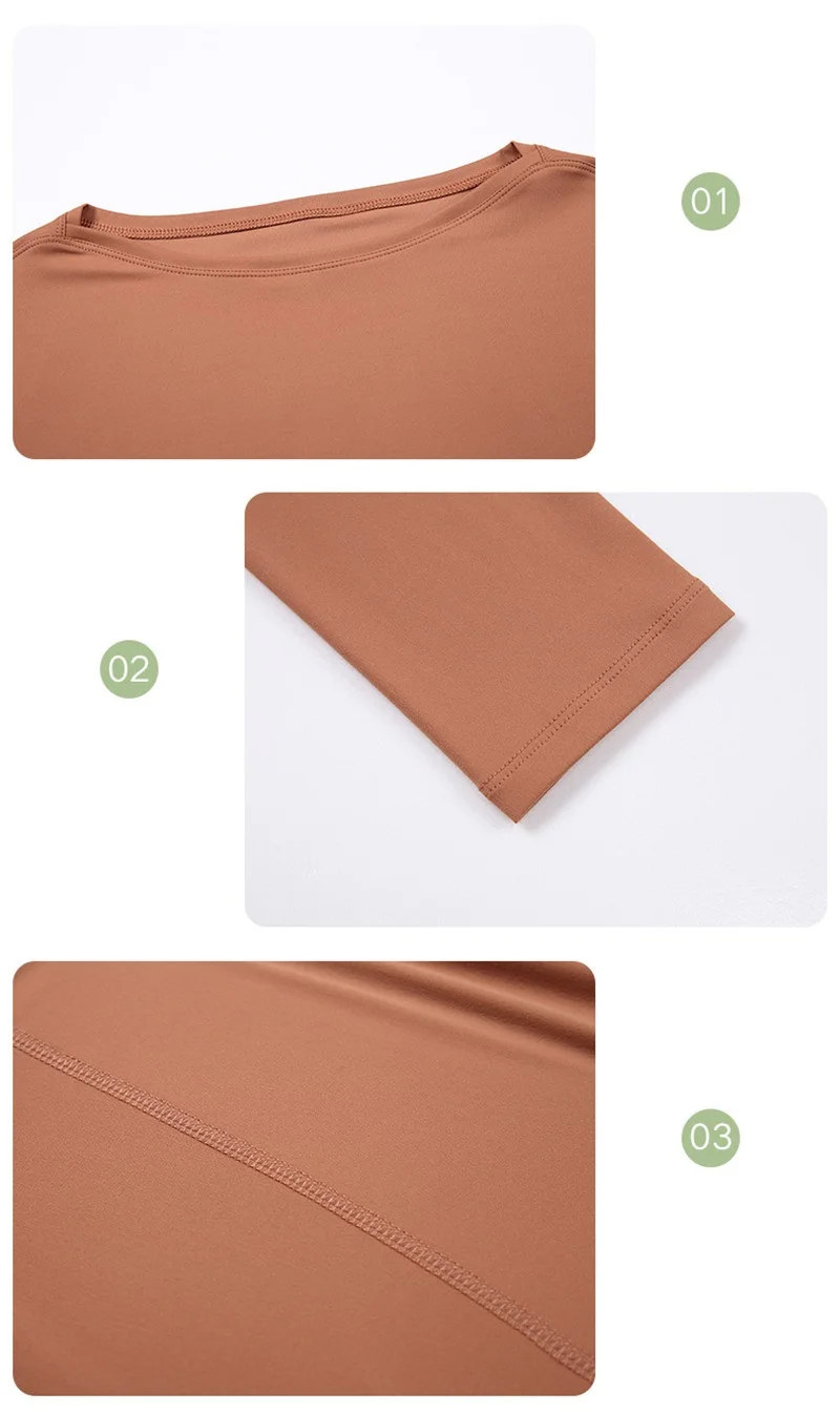 Lulu Fitness Women Long Sleeve Yoga Shirt Female Sport Yoga Top Slim Gym Clothing Solid Color Loose Casual Plus Size Breathable