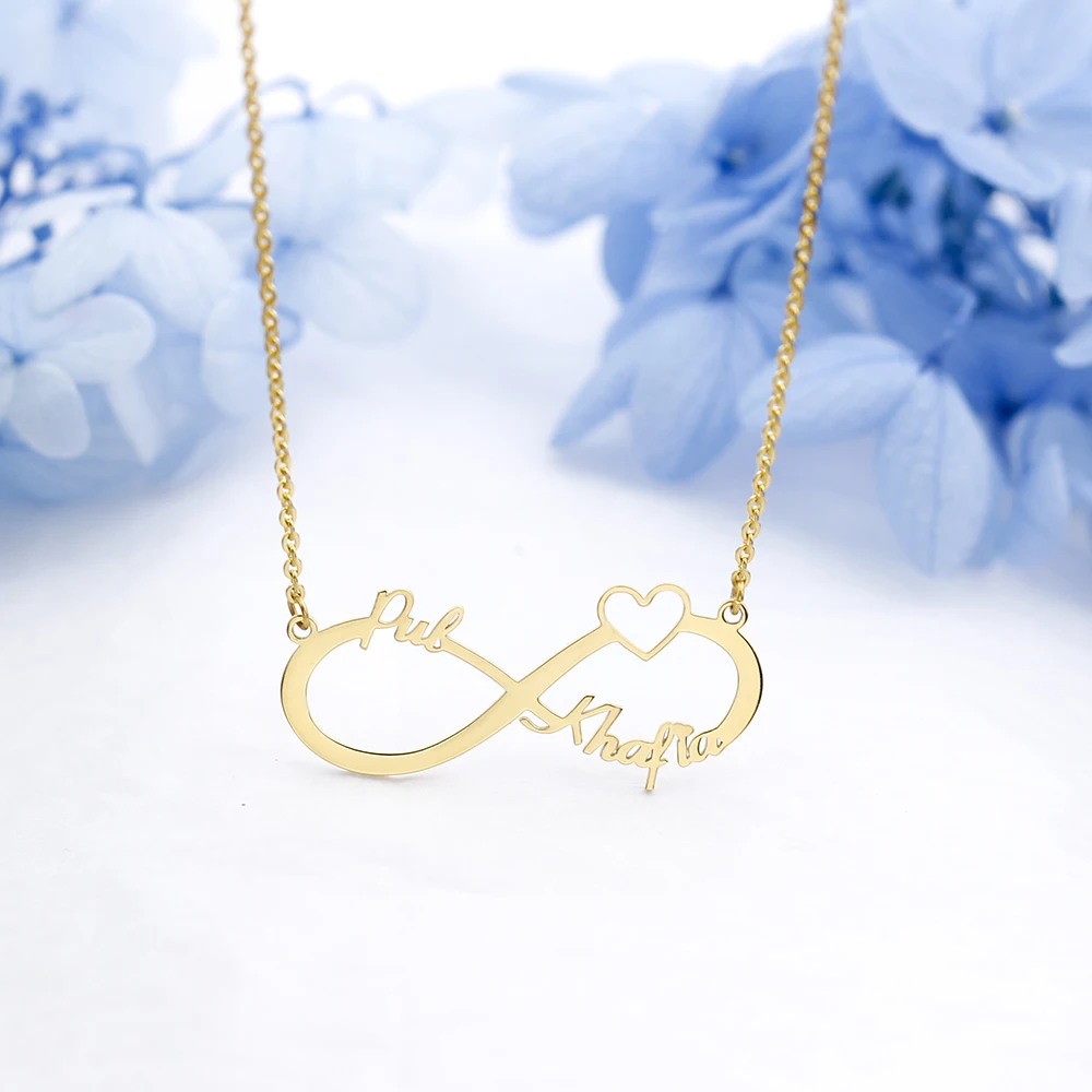 Personalized Name Heart Necklace Custom 1-3 Names Pendant Necklace Sliver Jewellery for Friendship//Couple//Family