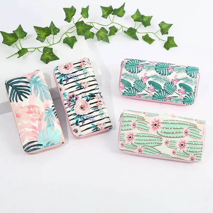 KANDRA Botanic Print кошелек для женщин веганский тропический летний клатч Фламинго ладонь кошельки органайзер для путешествий Подарок на молнии Держатель для карт