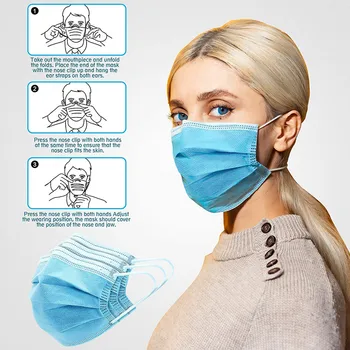 

5-200PCS Mask Disposable Face Mask Non woven 3 Layer Mouth Masks Filter Anti Dust Protective Breathable Earloops Masks Fast Ship