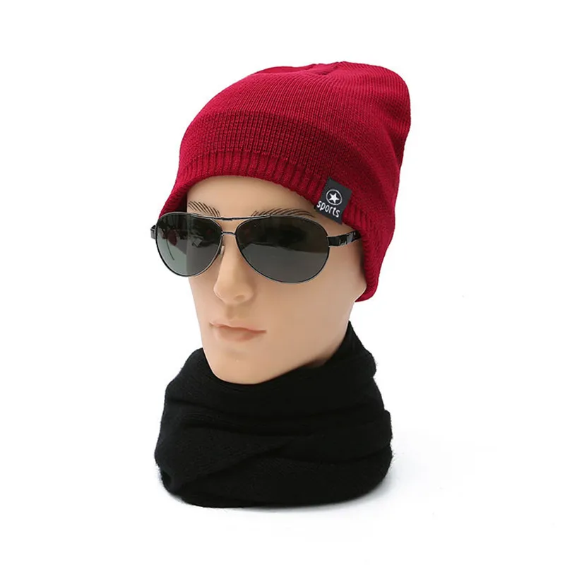 HC003-138-Red Зимние Модные бархатные уличные спортивные теплые защитные вязанные шапочки Skullies& Beanies зимняя шапка для мужчин Лыжные шапки для женщин Skullies - Цвет: HC003-138-Red