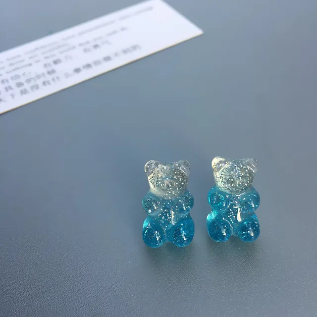 Creative Little Bear Cute Mini Gradient Color Gummy Bear Earrings Minimalist Cartoon Design Female Earrings Jewelry Gift 2