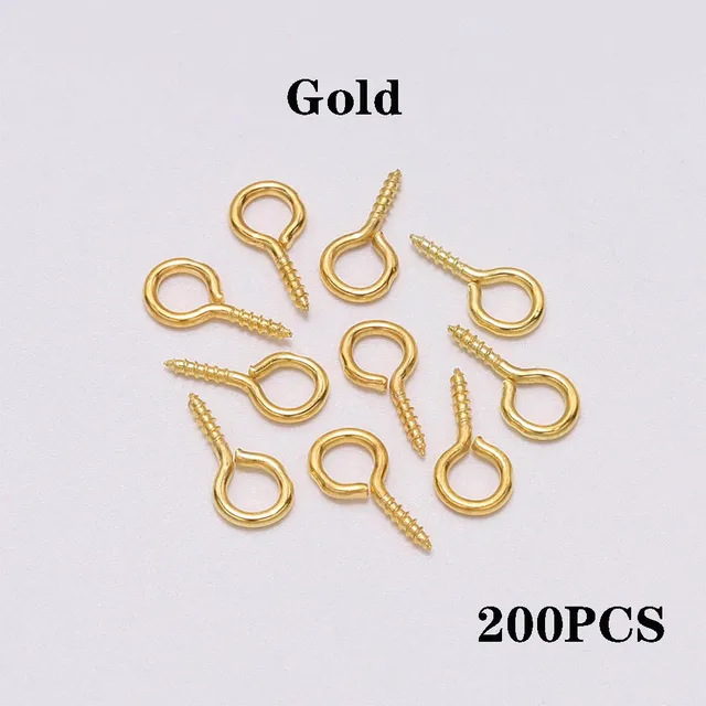100-200pcs Small Tiny Mini Eye Pins Eyepins Hooks Eyelets Screw Threaded Gold Clasps Hooks Jewelry Findings For Making DIY Gold