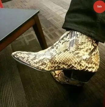 

2020 Men's New Fashion Pu Leather Cowboy Boots Med Heel Motorcycle Boots Casual High Quality Mens Boots Zapatillas Hombre 4M640