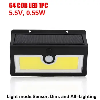 

Wall Light Street Lamp Motion Sensor Solar Home Outdoor 64COB LED Waterproof Durable Eco-Friendly Walkway Lights