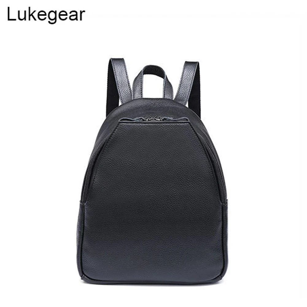 Lukegear женский рюкзак из натуральной кожи черный желтый школьные сумки для